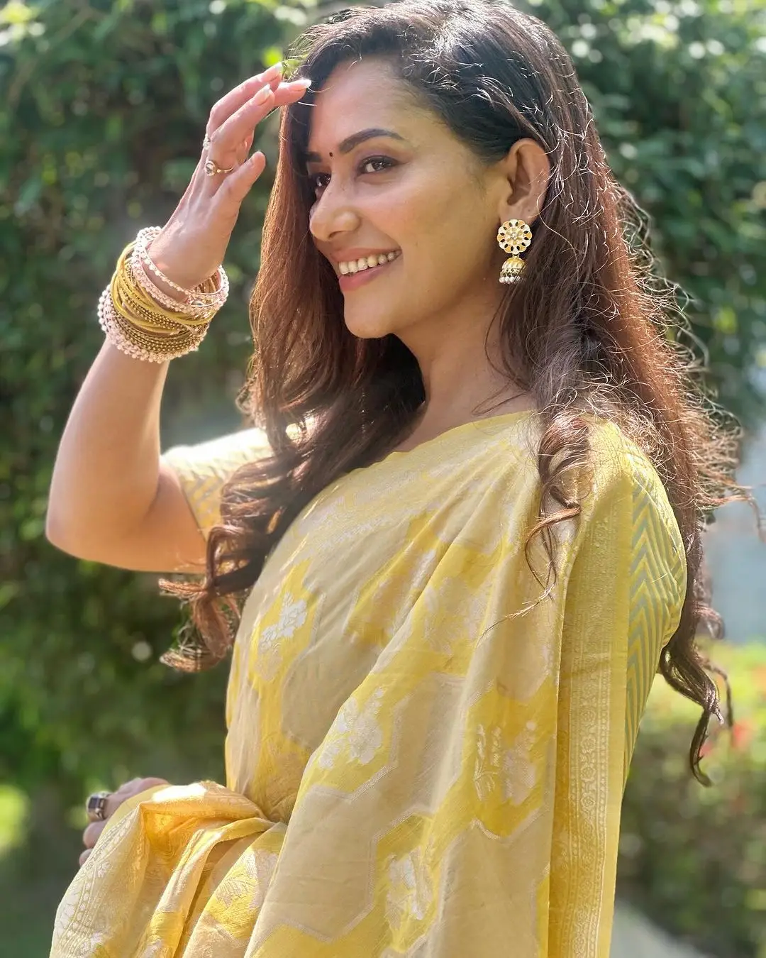 Indian Actress Sanjana Singh in Traditional Yellow Color Saree Blouse